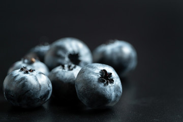 Macro view of blue ripe blueberries fruits