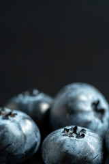 Macro view of blue ripe blueberries fruits