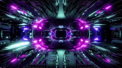 Obraz na płótnie Canvas futuristic science-fiction tunnel corridor 3d illustration background wallpaper