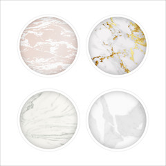 Highlights Stories Covers with Mable background texture. Design for Beauty shop, makeup, cosmetics and feminist style social page cover. Vector illustration.