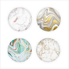 Highlights Stories Covers with Mable background texture. Design for Beauty shop, makeup, cosmetics and feminist style social page cover. Vector illustration.