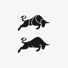 Abstract Bull Black Color Illustration Vector Template