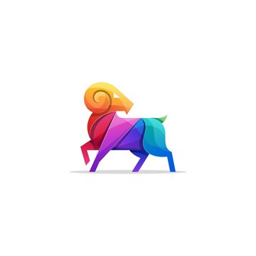 Abstract Goat Colorful Illustration Logo Template