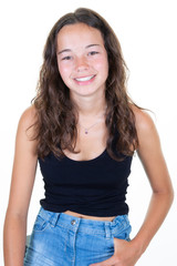 Portrait of a smiling young pretty fit teenager girl