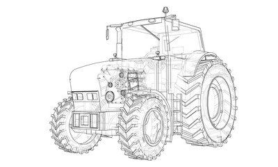 Farm Tractor Concept. Vector © cherezoff