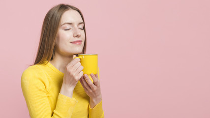 Relaxed girl with coffee