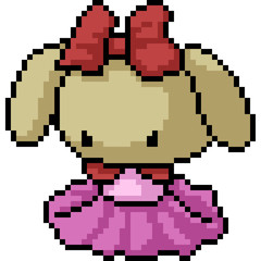 vector pixel art bunny doll