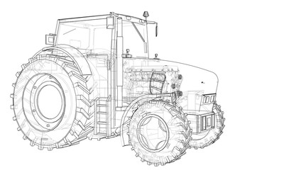 Farm Tractor Concept. Vector