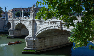 Fototapeta na wymiar Rome Italy bridge river Tiber