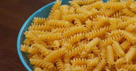 Stack of fusilli on plate