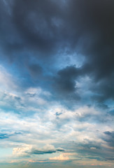 Fantastic soft clouds against blue sky, natural composition