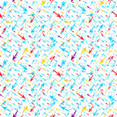 Fototapeta na wymiar small colored arrows on a white background Seamless geometric pattern