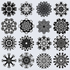 Obraz premium tribal mandala collection of monochrome symbol illustration