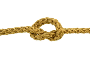 Twine rope or Jute Rope with Knot isolated on White Background