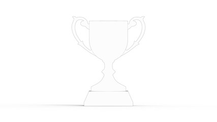 3D rendering of a prize trophy isolated in white studio background