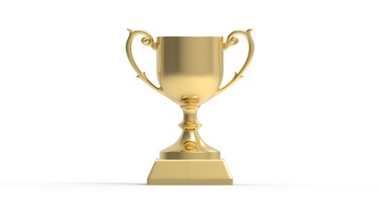 3D rendering of a prize trophy isolated in white studio background