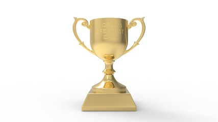 3D rendering of a prize trophy isolated in white studio background