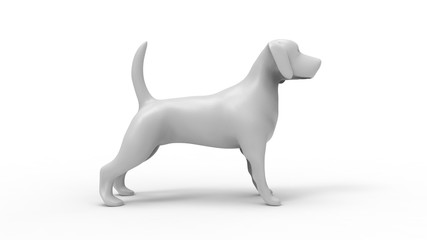 3D renderings of a small dog isolated in white background