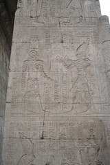 reliefs and hieroglyphs at horus temple of edfu, egypt