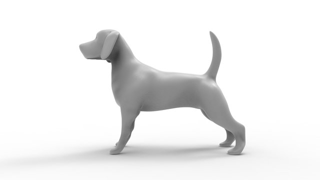 3D renderings of a small dog isolated in white background