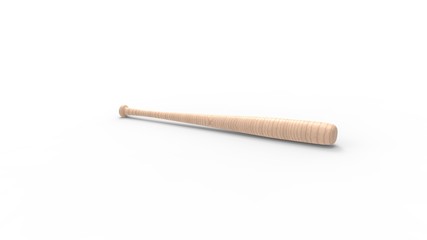 3D rendering of a baseball bat isolated in white studio background
