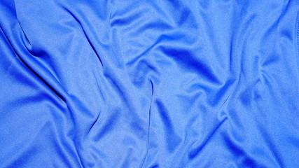 blue silk fabric background, texture of cotton cloth, blue sportswear shirt