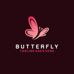 Butterfly Logo Vector With Modern Shape And Violet Gradient Color. Feminine Yoga Symbol. Spa And Salon Logo Design Inspiration.