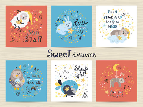 Set of cute posters for babies