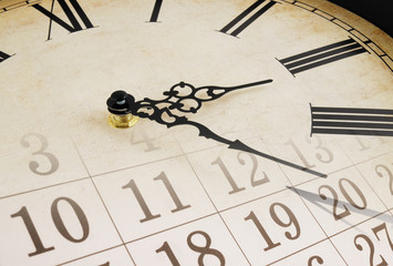 Vintage wall clock and calendar, time concept 