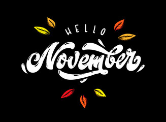 cute hand lettering quotation 'Hello November' © Натали Осипова