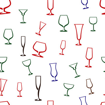 Wine glasses seamless background