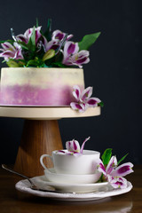 Delicious, beautiful, festive cake on the table