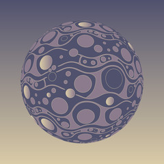 retro psychedelic bubbles field planet ivory purple