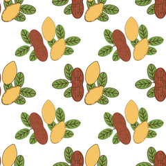 Seamless pattern of peanut in cartoon style