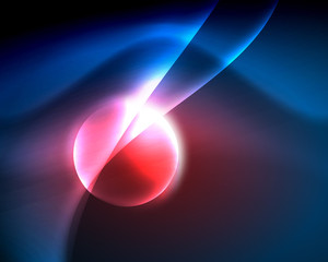 Shiny color bright neon abstract wave template. Abstract bright light. Neon light glowing effect. Space background. Abstract shape