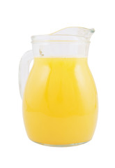 Jar of orange juice isolated on white background
