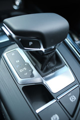 Automatic car transmission. Interior detail.