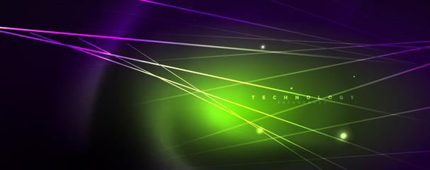Color light with lines, outer space background, bright rays