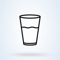 water glass Simple. line art  modern icon design illustration.