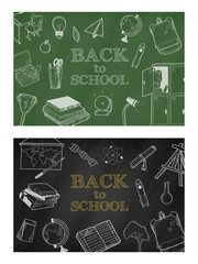 Back to School Banner Set. Education Concept. Vector illustration.