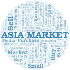Obraz premium Asia Market word cloud. Vector made with text only.