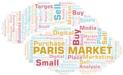 Paris Market word cloud. Vector made with text only.