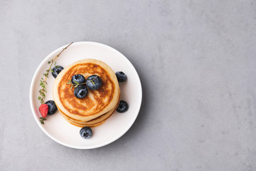 Pancake with blue berry food background