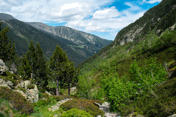 Fototapeta na wymiar Beautiful landscape mountains in summer at Parc Natural del Comapedrosa, Andorra