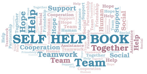 Self Help Book word cloud. Vector made with text only.
