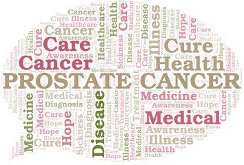 Prostate Cancer word cloud. Vector made with text only.