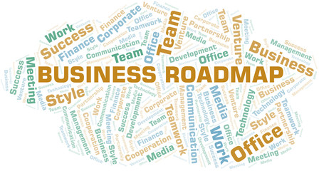 Business Roadmap word cloud. Collage made with text only.