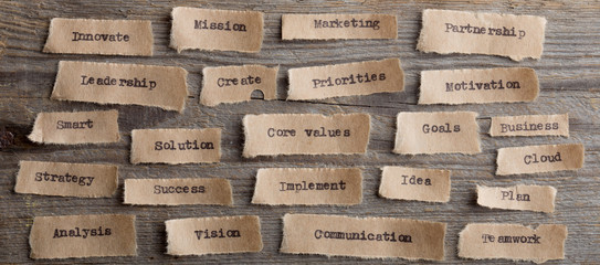 CORE VALUE word on a piece of paper close up, business creative motivation concept