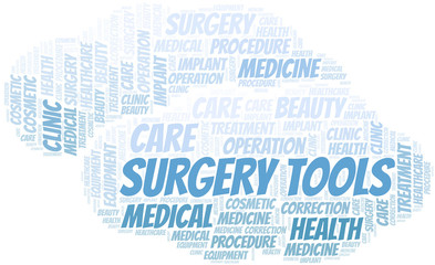 Obraz premium Surgery Tools word cloud vector made with text only.