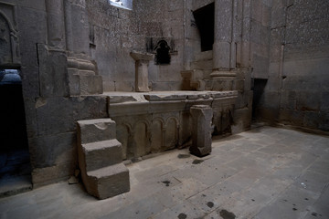 The interior of the ancient temples with lighting with light from the windows.